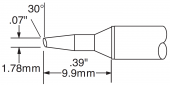 Картридж-наконечник METCAL для СV/MX, скос 30 град. 1.78 х 9.9 мм CVC-8BV6018S