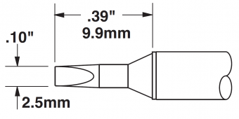 Картридж-наконечник METCAL для MX, клиновидный 2.5 х 9.9 мм STTC-836