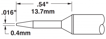 Картридж-наконечник METCAL для MX, конус тонкий удлиненный 0.4 х 13.7 мм STTC-106