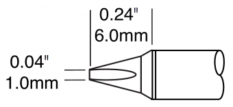 Картридж-наконечник METCAL MX, клиновидный 1.0 х 6.5 мм STTC-825P