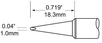 Картридж-наконечник METCAL для PS900, клиновидный удлиненный 1.0 х 18.3мм STV-CH10A