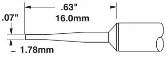 Картридж-наконечник METCAL для СV/MX, клиновидный удлиненный 60 град. 1.78 х 16.0 мм CVC-6CH0018A