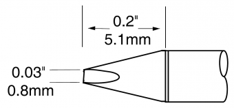 Картридж-наконечник METCAL для MX-UF, клиновидный 0.8 X 5мм UFTC-7CH08